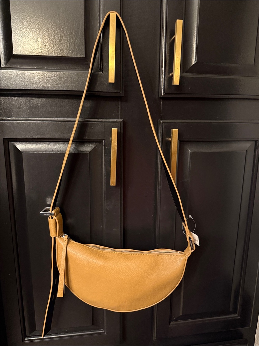 All Saints Tan Crescent Crossbody Bag